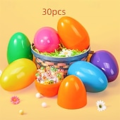 cheap Novelty Toys-18/30 Pcs Large Plastic Easter Eggs, 4.8 Inch Colorful Jumbo Fillable Eggs for Easter Egg Hunt, Easter Basket Stuffers, Basket Fillers, Party Favors, Classroom Prizes, Treat Candy Containers