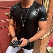 abordables camisetas basicas-Hombre Camiseta Camiseta superior Manga Corta Mangas cortas Cuello Barco Verano Plano Punk Moda Design Cuello redondo Casual Vacaciones Calle Plata Camiseta superior para hombre