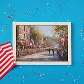 abordables Jusqu'à 30 $-Peinture à l'huile numérique patriotique, scène de défilé vintage américaine