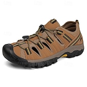 お買い得  アウトドアサンダル-メンズブラウンハイキングサンダル、レースアップ調節可能デザイン、耐久性のあるトラクションアウトソール、トレッキング、釣り、夏用機能アウトドアスタイル