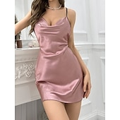 voordelige Nachthemden en slaapshirts voor dames-Dames Nachtjapon Casual Comfortabel Heldere kleur Kant Blote rug Dagelijks Huis Mouwloos hihnat Zwart Wit Blozend Roze Rood Groen Zomer Lente Normale pasvorm