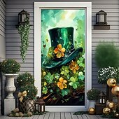 baratos Banners de Garagem e Porta-Dia de São Patrício Pôsteres Tampa da porta Banners externos Trevo Estilo bonito 3D Fantasia. De Festa Dorm Sala de Adolescentes Dormitório da faculdade Quarto de fraternidade da caverna masculina