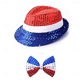  250° anniversario USA Cappello Panama Papillon Cappello a cilindro Zio Sam Innovativo Patriotico Paillettes Adulti Unisex Giorno dell'Indipendenza / 4 Luglio 4 Luglio Feste Parata Vestirsi