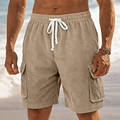 economico Pantaloncini casual-Per uomo Shorts Pantaloncini casual Pantaloncini di velluto a coste Tasca Elastico in vita Semplice Comodità Traspirante Corto All'aperto Vacanza Abbigliamento quotidiano Moda Streetwear Blu Nero