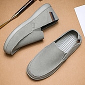 cheap Slip-On Casual Shoes-Men's Beige Canvas Slip-On Shoes, Soft Lightweight Construction, Minimalist Casual Style, Suitable for Everyday Wear, Travel &amp; Leisure