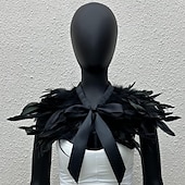 cheap Accessories-Carnival 2026 Rio Carnival Samba Accessories Women's Black Feather Cape Shawl with Satin Ribbon Tie Brazil Festival Performance Costume