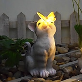 cheap Pathway Lights &amp; Lanterns-Outdoor Solar Cat &amp; Bunny Decorative Lights, Waterproof Resin Figurine Lamps, Garden, Yard, Pathway Lighting, Easter Holiday Decor, Landscape Accent Lights for Lawn, Outdoor Decoration