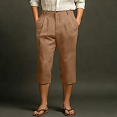 tanie Klasyczny-Męskie Lniane spodnie Spodnie capri Letnie spodnie Kieszeń Elastyczny pas Równina Komfort Oddychający Długość do łydki Codzienny Na zewnątrz Plaża Moda Styl klasyczny Niebieski Ciemny khaki Średnio