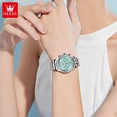 abordables Montres à quartz-Cadeau de la fête des mères OLEVS montre-bracelet pour femmes calendrier lumineux décontracté montre en acier inoxydable