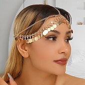 olcso Tánckiegészítők-Karnevál 2026 Rio Karnevál Samba Kiegészítők Bohém Stílus Arany Érmés Homlokkép Szettl Előadás Jelmez