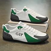 levne Pohodlné šněrovací boty-Pánské černo-béžové golfové tenisky, sportovní a pohodlné, ideální na golfová hřiště a aktivní pobyty