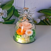 levne kutilské umění-dárky pro ženy, konzervovaná růže navždy květina ve skleněných figurkách andělů, čerstvé květiny, dárky k narozeninám ke Dni matek pro maminku, pravé červené růže pro babičku, sestru, manželku, pro ni