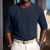 economico Camicie casual eleganti da uomo-Per uomo Camicia Camicia a nido d'ape Camicia elegante Camicia casual Camicia da Ballo Nero Bianco Blu marino Viola Manica Lunga Tinta unica Semplice Asimmetrico Scollo a V Casuale Matrimonio