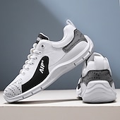 baratos Tênis Casuais-Tênis masculino em mesh e couro sintético – calçado de corrida de alto desempenho para aventuras ao ar livre e atividades físicas.