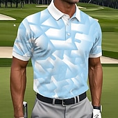 abordables Polo de golf para hombre-Hombre Geométrico Golf Camisetas polo deportivas Manga Corta Camisas de polo Camisas con cuello Casual Ropa Deportiva Botones Verano Azul Piscina Azul cielo Morado