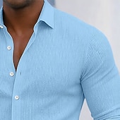 voordelige heren overhemd met knopen-Voor heren Overhemd Corduroyshirt Overhemd met knopen Zwart Wit Marineblauw blauw Paars Lange mouw Effen Strijkijzer Buiten Vakantie Button-omlaag Kleding Katoen Modieus Streetwear Klassiek Casual