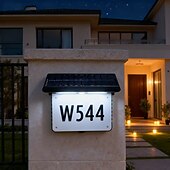 tanie Światła ścieżki i latarnie-Zewnętrzna tabliczka znamionowa z podświetleniem solarnym, cyfrowa tabliczka znamionowa, podłączana do podłoża, wodoodporna, montowana na ścianie, zewnętrzna lampa solarna na werandę