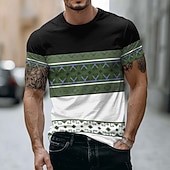 Χαμηλού Κόστους 3D μπλουζάκια-Ανδρικό T-shirt με έθνικ γεωμετρικό σχέδιο, χρωματικό μπλοκ, κοντομάνικο, στρογγυλή λαιμόκοψη, casual, γραφικό μπλουζάκι, ρούχα, ένδυση, s m, xl, xxl, xxl, xxxl