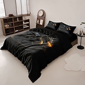 economico Set copripiumino-Set copripiumino con stampa di drago nero Spitfire, set di biancheria da letto in stile hotel con 1 copripiumino e 2 federe, morbido tessuto felpato corto, piumone non incluso.