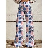 abordables Fondos-250º Aniversario de EE. UU. Retro Antiguo Años 70 Pantalones Pantalones de pierna ancha Hippie Disco Alta cintura Disfraz Mujer Mascarada 4 de julio Día de la Independencia Adulto Pantalones
