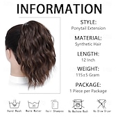 tanie Kucyki-Przedłużanie kucyka - 12-calowe przedłużki z włosów w kucyk ze ściągaczem dla kobiet, syntetyczne, kręcone, falowane, sztuczne kucyki, do codziennego użytku na imprezach (mieszany brąz) 12 cali