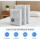 baratos armazenamento de bagagem e viagem-Conjunto de sacos de compressão a vácuo sem fio para viagem com bomba recarregável, cinza, reutilizáveis, transparentes, para organizar roupas, ideal para bagagem, armário e malas de viagem.
