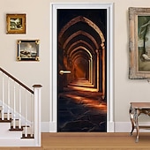 billige Garasje- og dørbanner-3D-dørmaleri menneskefigur skulptur kunst dørklistremerke optisk illusjon veggklistremerke avtakbar vinylfolie for hjemmekontordekor