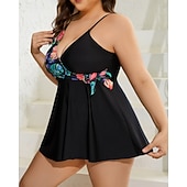 abordables Rash Guards de Una Pieza-Mujer Estándar Trajes de baño de talla grande Trajes de baño One Pieces Rash Guard Traje de baño Flores Espalda Abierta Protección UV Elástico Sin Mangas Bañadores Body Surf Buceo Natación Verano