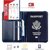 levne úschovna zavazadel a cestování-Pouzdro na pas s blokováním RFID pro ženy a muže, kožená cestovní peněženka na pas s kovovým 3D kovovým odznakem, pouzdro na cestovní doklady, příslušenství