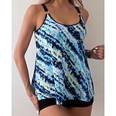 economico Surfing Tankinis &amp; Bikinis-Per donna Costume da bagno Tankini 2 pezzi Stampato Boyleg Asciugatura Rapida Elastico Senza Maniche Costume da Bagno Costume da bagno Surf Spiaggia Nuoto Estate