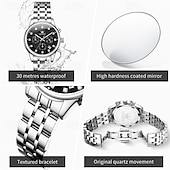 abordables Montres à quartz-Cadeau de la fête des mères OLEVS montre-bracelet pour femmes calendrier lumineux décontracté montre en acier inoxydable