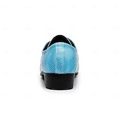 voordelige Derby Schoenen-Blauwe herenschoenen met krokodillenprint, vetersluiting, bovenkant van imitatieleer, modieuze luxe stijl, geschikt voor stijlvolle mannen bij feestjes en speciale gelegenheden.