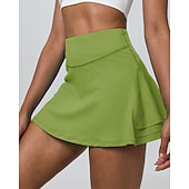 cheap Women's Skirts &amp; Skorts-Women's Solid Colored Casual Skirt Tennis Skirts Tennis Dress Sport Skirt Ruched Elastic Waist Breathable Tennis Running Fitness Skirt Dark Grey Black White Tennis Clothing