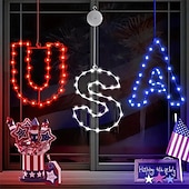  Et sett med 3-pakning med vinduslysdekorasjoner i stil med 4. juli, batteridrevet rød, hvit og blå, opplyst med amerikansk flagg og sugekopp til 4. juli, minnedagen, patriotisk høytid, innendørs og