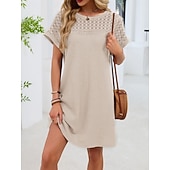 abordables Vestido Sencillo-Mujer Mini vestido Vestido estilo camiseta Vestido de verano Casual Diario Holgado Plano Manga Corta Cuello Barco Azul Piscina Blanco Rosa Rojo Verano