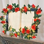 levne Řetězová světla baterie-Umělé květinové, zelené a vinné révy pohádkové řetězové světýlka 2m 20LED simulované růžové světýlka na svatbu, Valentýn, domov, balkon, zahradu, oblouky, sváteční, párty dekorace