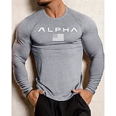 abordables T-shirts et Débardeurs de Course-Homme 250e anniversaire de l'Amérique Jour de l'Indépendance Lettre T-shirt de course T-shirt de compression Printemps Automne manche longue Séchage Rapide Compression Évacuation de l'Humidité