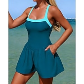 preiswerte One Pieces Rash Guards-Damen Badeanzug Badeanzug Bademode Schwimm-Kleider Einfarbig UV Schutz Elastisch Ärmellos Bademode Badeanzug Surfen Tauchen Schwimmen Sommer