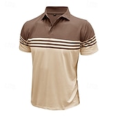 billige Color Block Polo for menn-Herre Poloskjorte i bomull Avslappet Virksomhet Ribbet polokrage Klassisk Kortermet Grunnleggende Moderne Helfarge Horisontale strips Knapper Logo Sommer Vår sommer Normal Mørkebrun Mørkerød Svart