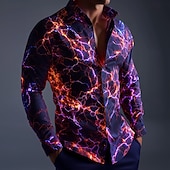economico Modello 3D-Per uomo Illusione ottica Fulmini Fiamma Camicia Camicia con Bottoni Camicia casual Manica Lunga Moda Casual Abbigliamento casual alla moda Vacanza Primavera Autunno Collo ripiegato Stampa 3D camicie