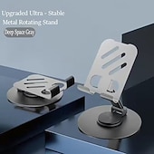 abordables Almacenamiento y organización-Soporte para teléfono giratorio de aleación de aluminio, soporte de escritorio plegable portátil, adecuado para todos los teléfonos inteligentes y tabletas, accesorio de oficina ideal para vacaciones.