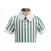 preiswerte Kleider-Vintage inspiriert Midlänge A-Linie Kleid Swing-Kleid Kurze Ärmel Gestreift A-Linie Kostüm Mädchen Kindertag Maskerade Urlaub Alltagskleidung Kinder Kleid Abschlussballkleider Frühling &amp; Sommer
