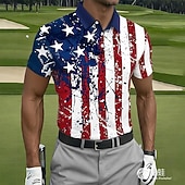 cheap Patriotic 250 Polos-4th of July 2026 250th Men's American US Flag Golf Sports Polo Shirts Short Sleeve Polo Shirts Collared Shirts Casual Athleisure Buttons Spring &amp; Summer Blue