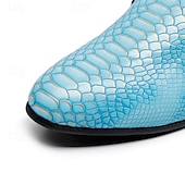 Χαμηλού Κόστους Μπαλαρίνες-Ανδρικά μπλε μοκασίνια με ανάγλυφο κροκόδειλο, slip-on σχέδιο από συνθετικό δέρμα, κομψό μοντέρνο στυλ, ιδανικά για κομψούς άνδρες σε πάρτι και ειδικές περιστάσεις