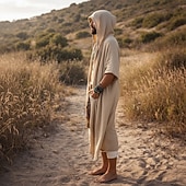 رخيصةأون أجازة-رجالي قميص كتان قميص صيفي قميص غير رسمي قميص الشاطئ يهز كتفيه لون خالص / عادي فضفاض ملابس الشارع مشمشي كم قصير مع قبعة الصيف الربيع ملابس مع قبعة