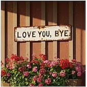 お買い得  壁の彫刻-愛してる、バイバイ - ヴィンテージメタルウォールサイン、愛してるバイバイメタルサイン、レトロなグリーンスタイルのメタルウォールプラーク装飾、廊下 &amp;ドアの装飾、家、キッチン、バー用の農家風の壁アート
