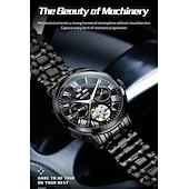 levne Mechanické hodinky-Nové pánské business hodinky značky Olevs s luminiscenčním displejem, věčným kalendářem a týdenním zobrazením. Plně mechanické hodinky s dutým rotorem pro běžné nošení, voděodolné, vhodné pro sport.