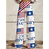  250ή Επέτειος ΗΠΑ Ρετρό / Βίντατζ Δεκαετία '70 Παντελόνια Παντελόνι με φαρδύ πόδι Χίπισσα Ντίσκο Ψηλή Μέση Φανταχτερή Φόρεμα Γυναικεία Μασκάρεμα 4η Ιουλίου Ημέρα της ανεξαρτησίας Ενηλίκων Παντελόνια