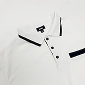 abordables Polo de golf pour homme-Homme Chemises Polo Gaufre Polo Occasionnel Formel Col à bandes Manche Courte Mode Couleur Unie Texturé Bloc de Couleur Boutons Été Automne Printemps &amp; Automne Coupe Slim Blanche Rouge Bordeaux bleu