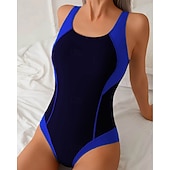 baratos Rash Guards de Uma Peça-Mulheres Padrão Roupa de banho Maiôs One Pieces Retalhos Proteção UV Secagem Rápida Elasticidade Alta Sem Manga Roupa de Banho roupa de banho Surfe Snorkeling Natação Verão